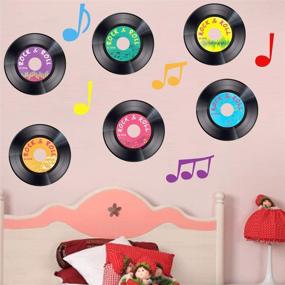 img 3 attached to 🎵 30-Piece 1950's Rock and Roll Music Party Record Cutouts – Double-Sided Decoration, 7 Inches