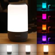 💡 grey led table lamp by hugoai - dimmable whites, vibrant rgb colors, memory function, no flicker - perfect nightstand lamp for bedrooms логотип