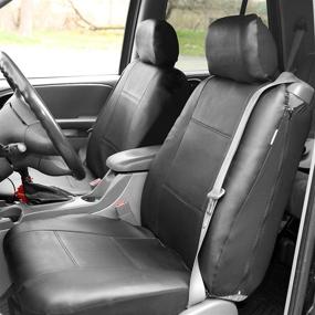 img 2 attached to 🚗 FH Group PU309 Gray/Black Front PU Leather Seat Covers - Set of 2 (Built-in Seat Belt Compatibility & Airbag Readiness)