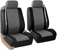 🚗 fh group pu309 gray/black front pu leather seat covers - set of 2 (built-in seat belt compatibility & airbag readiness) logo