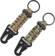 detuck paracord keychain carabiner 2pcs pack: ultimate survival with fire starter логотип