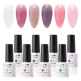 img 4 attached to 💅 Набор геля для ногтей Ultimate Jelly Translucent: 6 нюдовых оттенков + базовое и верхнее покрытие, летний набор UV LED - идеально подходит для домашнего маникюра, осенний подарочный набор 6 мл, коллекция Candy Lover