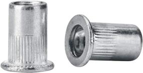 img 2 attached to 🔩 High-Quality 100 Pcs Aluminum Flange Nutserts Rivet Nut, UNC Flat Head Rivnut Threaded Insert - 1/4-20 Size