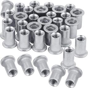 img 4 attached to 🔩 High-Quality 100 Pcs Aluminum Flange Nutserts Rivet Nut, UNC Flat Head Rivnut Threaded Insert - 1/4-20 Size