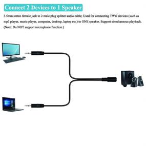 img 2 attached to Fancasee аудиокабель 6 футов - 3,5 мм стерео разъем (женский) к двум разъемам (мужским) разветвитель для колонок