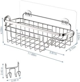 img 2 attached to 🚿 LUXEAR Reusable Shower Shelf with Hooks - Rust-resistant Bathroom Caddy Organizer - Stainless Steel Rack Basket for Shampoo Soap Razor - No Glue Needed