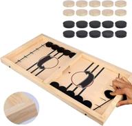 🏒 moopok fast sling puck game - wooden hockey game for desktop battle - adults and kids family games, slingshot game toys - large size for foosball winner board game логотип