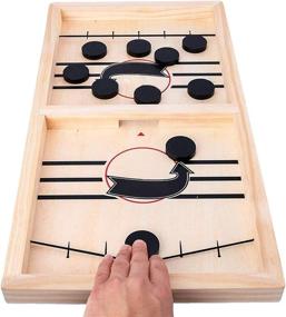 img 1 attached to 🏒 Moopok Fast Sling Puck Game - Wooden Hockey Game for Desktop Battle - Adults and Kids Family Games, Slingshot Game Toys - Large Size for Foosball Winner Board Game