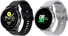 img 4 attached to 🕒 Minggo Band - Совместим с Samsung Galaxy Watch Active/Active2 40мм/44мм - Запасная силиконовая спортивная повязка для запястья - Galaxy Watch 42 мм/Gear S2 Classic/Gear Sport Smart Watch - Черный/Серый