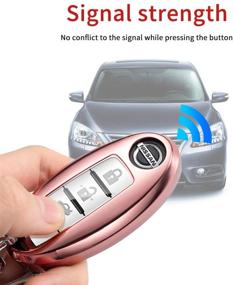 img 2 attached to 🔑 Tinemin Nissan Key Fob Cover/Case - Altima Maxima Murano Rogue Sentra 370z Pathfinder Smart Remote Premium Soft TPU Key Cover 2/3/4/5 Button (Pink)