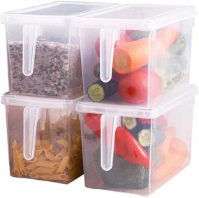 img 1 attached to 🍎 Sooyee Fridge Organizer Set - 4 Pack Clear Bins with Handle & Lid for Fresh Food Storage in Refrigerator - Fruit Containers for Vegetables - 5L Capacity