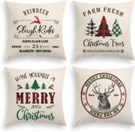 🎄 avoin christmas throw pillow cover set - 18x18 inch winter holiday rustic cushion case for sofa couch (pack of 4) логотип