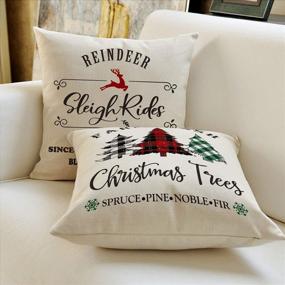 img 1 attached to 🎄 AVOIN Christmas Throw Pillow Cover Set - 18x18 Inch Winter Holiday Rustic Cushion Case for Sofa Couch (Pack of 4)