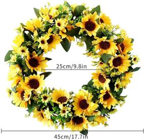 img 2 attached to 🌻 18-Inch Artificial Sunflower Wreath for Fall and Autumn Decor - Fake Flower Wreath with Yellow Sunflower for Front Door Hanging, Farmhouse Welcome Door Wreath