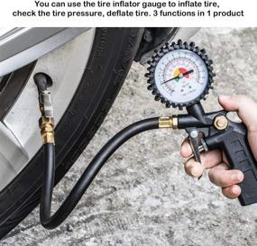 img 1 attached to 🚲 CZC AUTO Tire Inflator Deflator Air Pressure Gauge: 2-1/2" Dial Wheel Gage with Rubber Hose & Straight Brass Lock-on Chuck - Compatible with Air Pump Compressor for RV, Car, Motorcycle, Bike