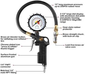 img 3 attached to 🚲 CZC AUTO Tire Inflator Deflator Air Pressure Gauge: 2-1/2" Dial Wheel Gage with Rubber Hose & Straight Brass Lock-on Chuck - Compatible with Air Pump Compressor for RV, Car, Motorcycle, Bike