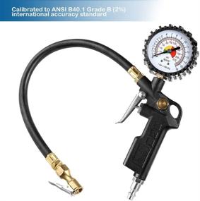 img 2 attached to 🚲 CZC AUTO Tire Inflator Deflator Air Pressure Gauge: 2-1/2" Dial Wheel Gage with Rubber Hose & Straight Brass Lock-on Chuck - Compatible with Air Pump Compressor for RV, Car, Motorcycle, Bike