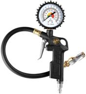 🚲 czc auto tire inflator deflator air pressure gauge: 2-1/2" dial wheel gage with rubber hose & straight brass lock-on chuck - compatible with air pump compressor for rv, car, motorcycle, bike logo