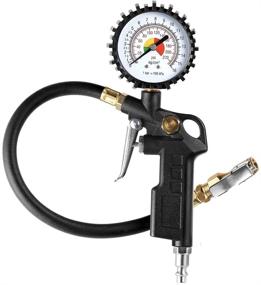 img 4 attached to 🚲 CZC AUTO Tire Inflator Deflator Air Pressure Gauge: 2-1/2" Dial Wheel Gage with Rubber Hose & Straight Brass Lock-on Chuck - Compatible with Air Pump Compressor for RV, Car, Motorcycle, Bike