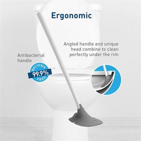 img 1 attached to 🚽 So-Mine Hygienic Toilet Brush and Floor Stand Bathroom Set - Deep Cleaning, Prevents Dirt Buildup Under Bowl Rim, Dripless, Silicone Head - Flexible Ergonomic Handle - White with Grey - Sanimaid