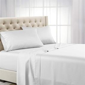 img 3 attached to 🛏️ Royal Hotel Bedding ABRIPEDIC Tencel Sheets: Silky Soft & Naturally Pure King Size Sheet Set - 100% Woven Tencel Lyocell Fabric in White (4PC Set)