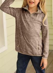 img 3 attached to 👕 Blencot Girls' Stand Collar Pullover Tops with 1/4 Zipper, Long Sleeve Sweatshirts, Fleece Tunic Tops with Pockets