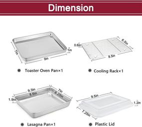 img 3 attached to 🍳 TeamFar Toaster Oven Pan with Cooling Rack and Lid - Stainless Steel Mini Rectangular Cookware Baking Roasting Cake Pan - Healthy & Sturdy - Deep & Visible Lid - Dishwasher Safe - 4 PCS