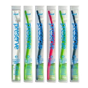 img 4 attached to ✈️ Travel-friendly Preserve Toothbrushes, Medium Bristles, 6-Pack with Assorted Colors