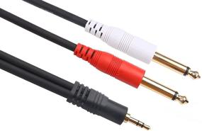 img 1 attached to Devinal 1/8 inch Male Stereo to Dual 1/4 Mono Male Audio Cable, 3.5mm TRS to Dual 6.35mm TS Y Splitter Breakout Cord, 15 Feet Gold Plated Heavy Duty Durable - Perfect for Music Production and Recording