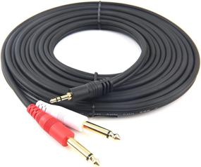 img 4 attached to Devinal 1/8 inch Male Stereo to Dual 1/4 Mono Male Audio Cable, 3.5mm TRS to Dual 6.35mm TS Y Splitter Breakout Cord, 15 Feet Gold Plated Heavy Duty Durable - Perfect for Music Production and Recording