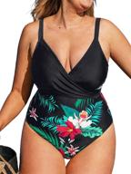 cupshe plus size floral crisscross wrap one piece swimsuit for women logo