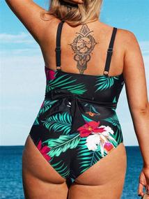 img 3 attached to CUPSHE Plus Size Floral Crisscross Wrap One Piece Swimsuit for Women