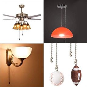 img 2 attached to 🏈 12-Inch Decorative Ceiling Fan Chain Pulls with Baseball and Football Extension Ornaments – Pendant Fan Pulls Set for Ceiling Light Lamp and Fan Chain (Nickel)