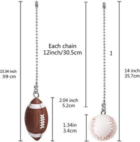 img 3 attached to 🏈 12-Inch Decorative Ceiling Fan Chain Pulls with Baseball and Football Extension Ornaments – Pendant Fan Pulls Set for Ceiling Light Lamp and Fan Chain (Nickel)