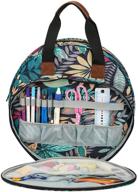 🧵 looen embroidery project bag: organize embroidery kits, crochet hooks, and more - blue leaf design logo