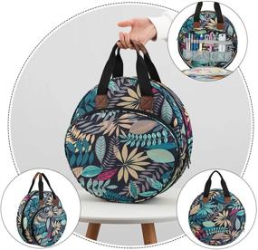 img 2 attached to 🧵 looen Embroidery Project Bag: Organize Embroidery Kits, Crochet Hooks, and More - Blue Leaf Design