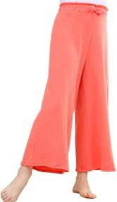 img 3 attached to 👖 V GRIN Wide Leg Tie Waist Lounge Pants & Capris: Stylish Stretchy Girls' Clothing