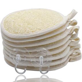 img 4 attached to 🛀 Pack of 8 Exfoliating Loofah Sponge Pads - Large 4x6 - Made with 100% Natural Luffa and Terry Cloth Materials - Loofa Sponge Scrubber Body Glove for Men and Women