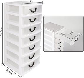 img 1 attached to Small Organizer Box Storage Container Case with 7 Clear Desktop Drawer Units, White (7.1X5.1X13.2 inches) - Enhanced for SEO