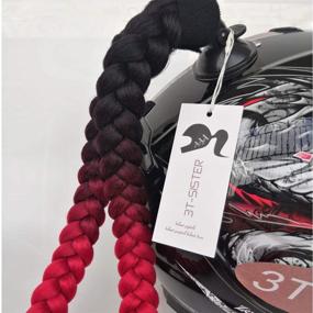 img 2 attached to 🎀 3T-SISTER Pigtails Helmet Accessory | Ponytail Braids for Motorcycle, Bicycle, Batting, Skate Helmets | 24inch, Multiple Color Options (Helmet Not Included)