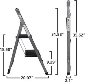 img 3 attached to 🪜 EFINE 2 Step Ladder, Slim Folding Design Step Stool, High Grade Steel with Smooth Powder Coating, Sturdy and Lightweight, Holding Capacity of 330lbs, White/Grey