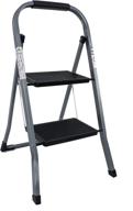 🪜 efine 2 step ladder, slim folding design step stool, high grade steel with smooth powder coating, sturdy and lightweight, holding capacity of 330lbs, white/grey logo