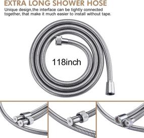 img 2 attached to 118 Inches (10 Feet) Extra Long Rainovo Shower Hose Stainless Steel – Kink-Free Flexible Shower Hose Attachment, Brushed Nickel Finish – Ideal Replacement Extension for Handheld Shower Head