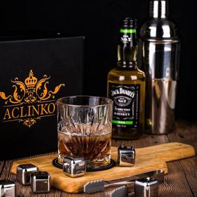 img 2 attached to Whiskey Stones Gift Set for Men - Ideal Presents for Dad, Christmas, Birthday, Anniversary, Wedding, or Housewarming - Unique Gifts for Boyfriend, Husband, Grandpa, Retirement - Set of 2 Whiskey Glasses Included