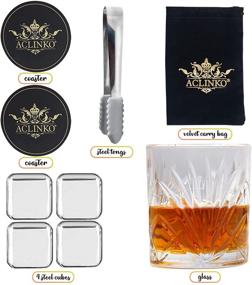 img 3 attached to Whiskey Stones Gift Set for Men - Ideal Presents for Dad, Christmas, Birthday, Anniversary, Wedding, or Housewarming - Unique Gifts for Boyfriend, Husband, Grandpa, Retirement - Set of 2 Whiskey Glasses Included