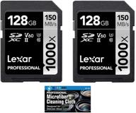 💾 набор из 2 карт памяти lexar 128gb pro 1000x sdxc class 10 uhs-ii с микрофиброй логотип