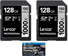 img 1 attached to 💾 Lexar 128GB Pro 1000x SDXC Class 10 UHS-II Memory Card 2-Pack Bundle with Microfiber Cloth