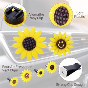 img 3 attached to 🌻 Enhance Your Ride with 4 Piece Car Sunflower Vent Clips: Automotive Interior Smiling Sunflower Air Freshener for Auto Decoration