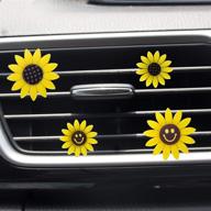 🌻 enhance your ride with 4 piece car sunflower vent clips: automotive interior smiling sunflower air freshener for auto decoration logo