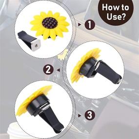 img 2 attached to 🌻 Enhance Your Ride with 4 Piece Car Sunflower Vent Clips: Automotive Interior Smiling Sunflower Air Freshener for Auto Decoration